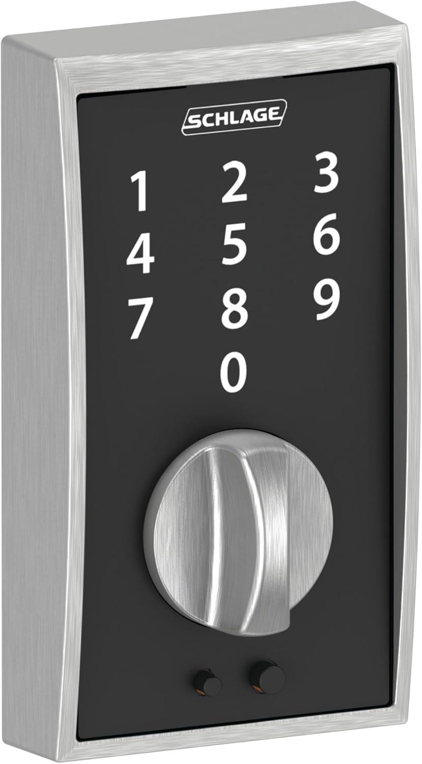 image:imageSchlage Touch Century Keypad Deadbolt Electronic Keyless Entry Lock Satin Chrome BE375 CEN 626Pack of 1