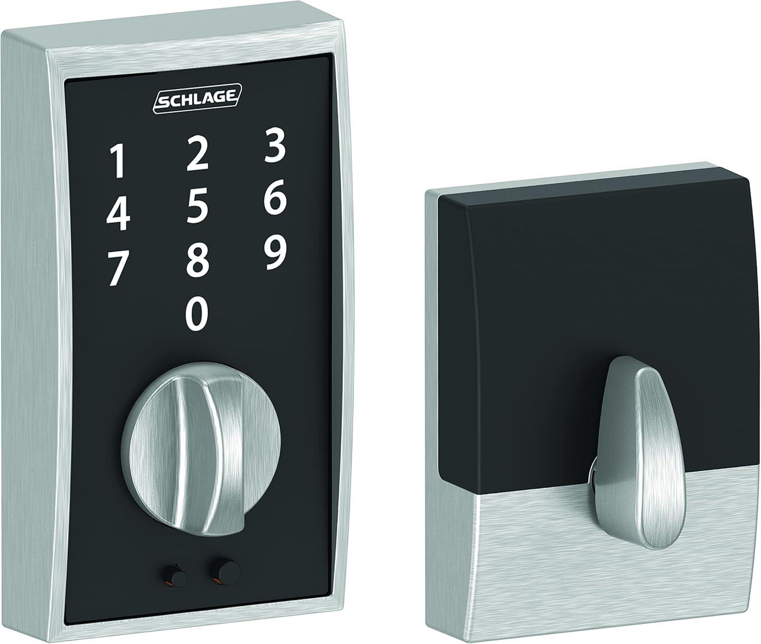 image:imageSchlage Touch Century Keypad Deadbolt Electronic Keyless Entry Lock Satin Chrome BE375 CEN 626Pack of 6