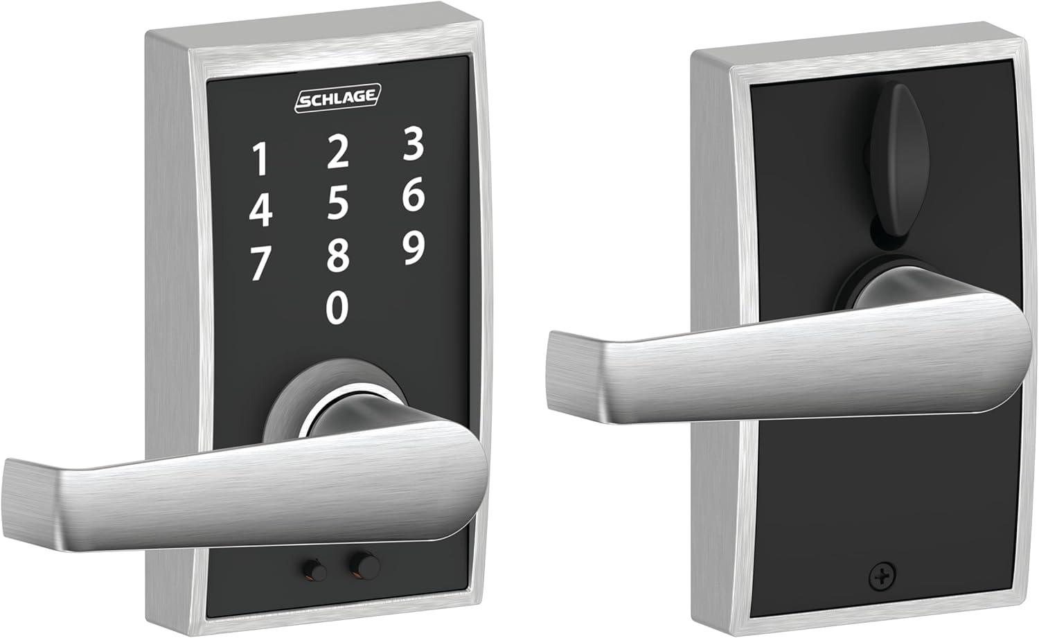image:imageSchlage Touch Century Lock with Elan Lever Satin Chrome FE695 CEN 626 ELA