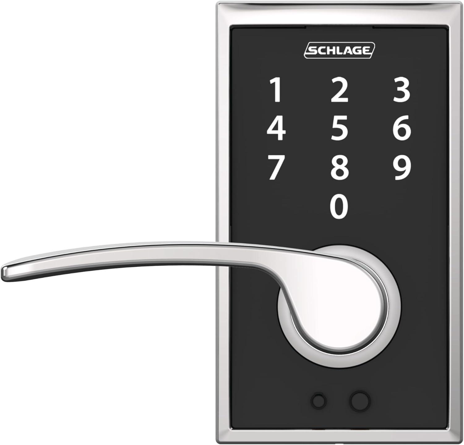 image:imageSchlage Touch Century Lock with Merano Lever Bright Chrome FE695 CEN 625 MERBright Chrome