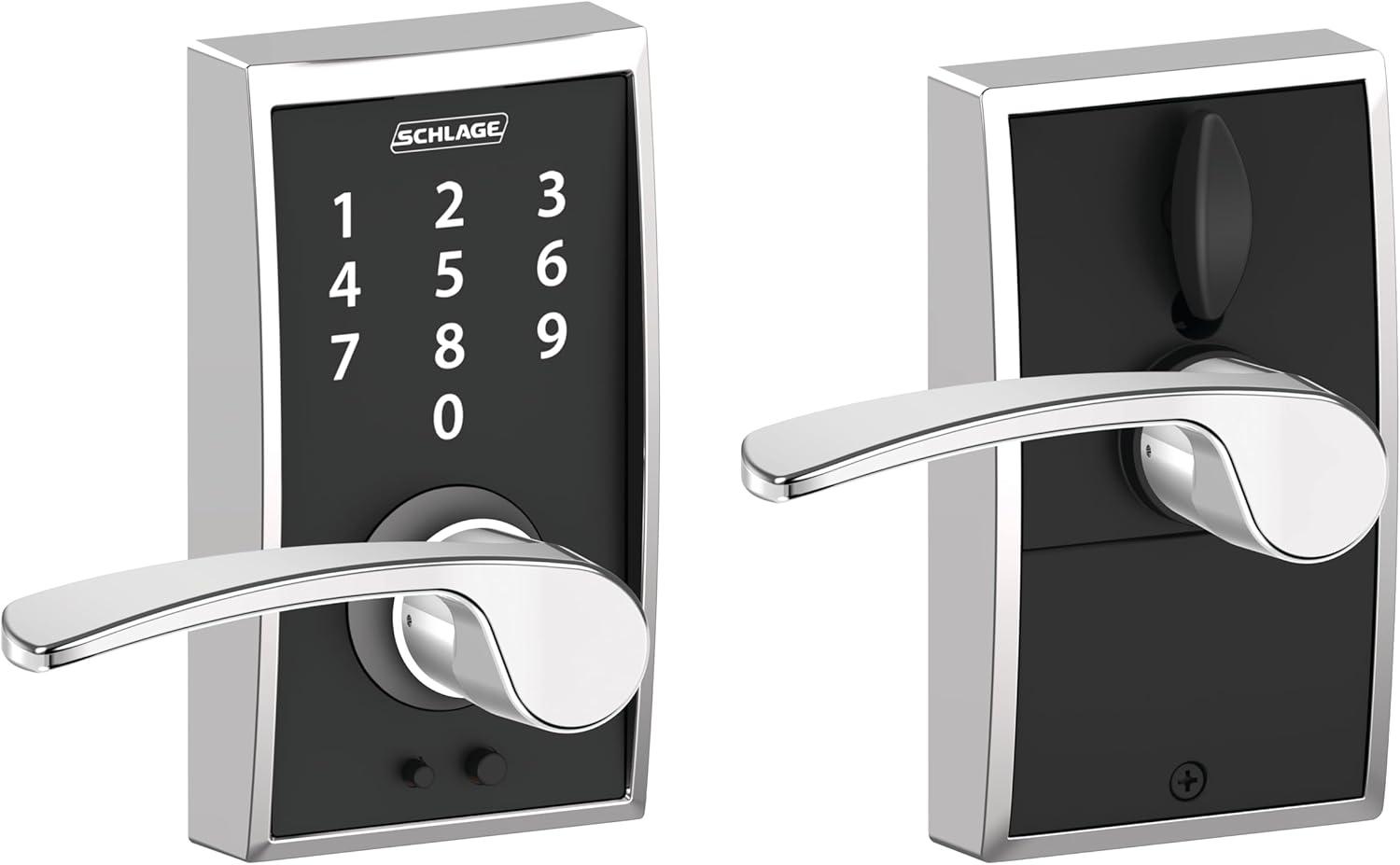 image:imageSchlage Touch Century Lock with Merano Lever Bright Chrome FE695 CEN 625 MERBright Chrome