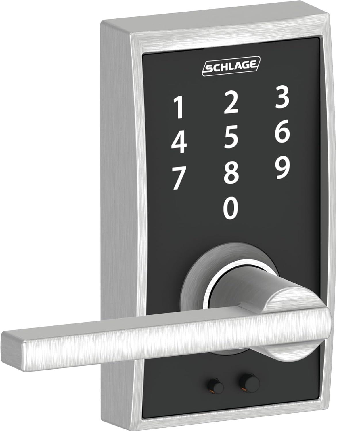image:imageSchlage Touch Century Lock with Merano Lever Bright Chrome FE695 CEN 625 MERSatin Chrome