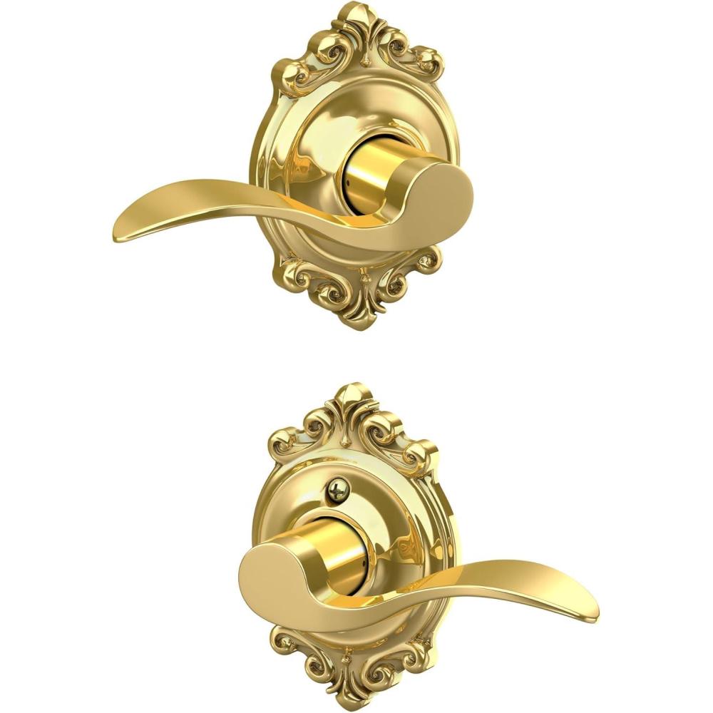 image:imageSCHLAGE Accent Lever with Brookshire Trim Hall and Closet Lock in Bright Brass