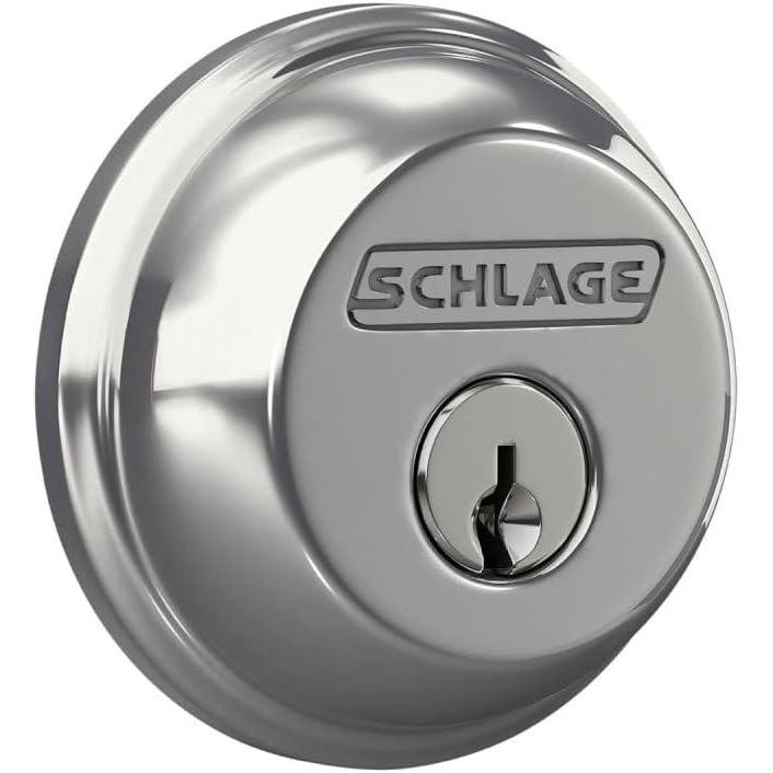 image:imageSCHLAGE B62N622 Deadbolt Keyed 2 Sides Matte BlackBright Chrome
