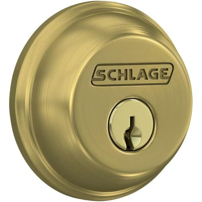 image:imageSCHLAGE B62N622 Deadbolt Keyed 2 Sides Matte BlackSatin Brass
