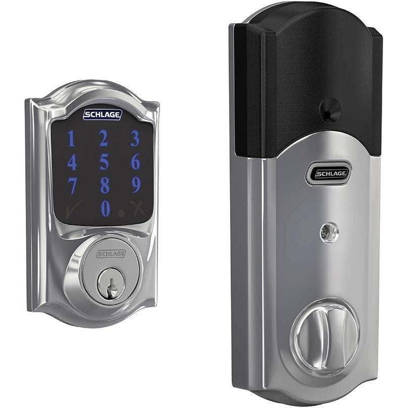 image:imageSCHLAGE BE469ZP CAM 619 Connect Smart Deadbolt with alarm with Camelot Trim in Satin Nickel ZWave Plus enabledBright Chrome