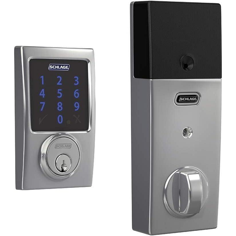 image:imageSCHLAGE BE469ZP CAM 622 Connect Smart Deadbolt with alarm with Camelot Trim in Matte Black ZWave Plus enabledBright Chrome