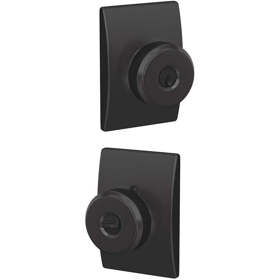 image:imageSCHLAGE F51A BWE 622 CEN Bowery Knob with Century Trim Keyed Entry Lock Matte Black