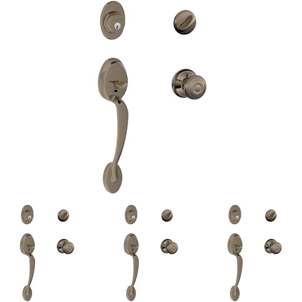 image:imageSCHLAGE Plymouth Single Cylinder Handleset and Left Hand Accent Lever Satin Nickel F60 PLY 619 Acc LHAntique Pewter