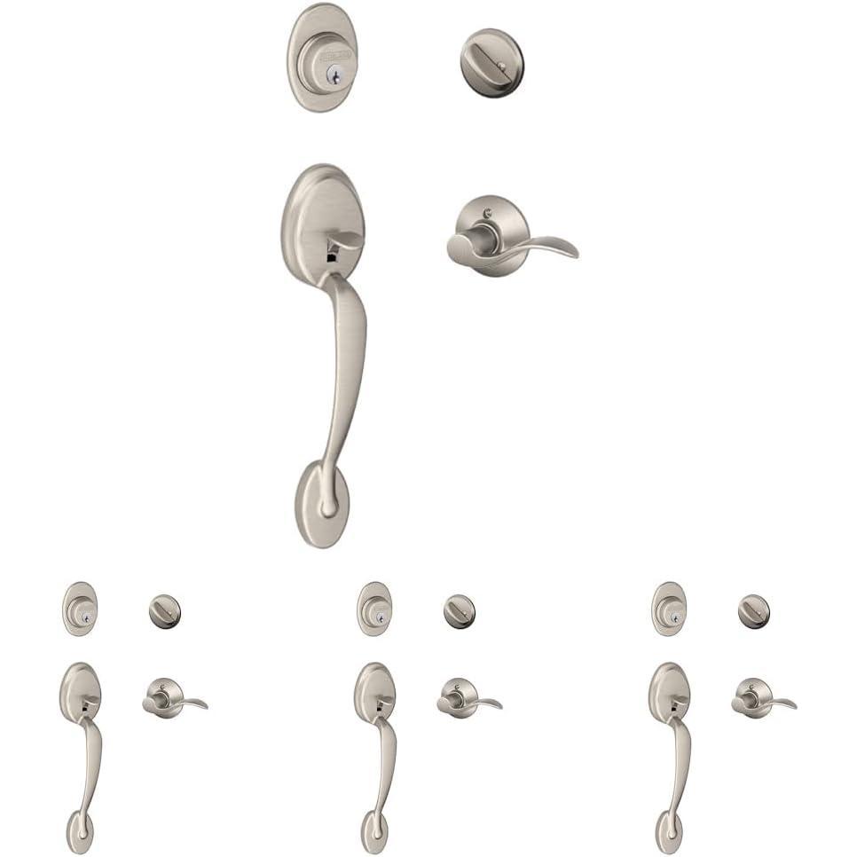 image:imageSCHLAGE Plymouth Single Cylinder Handleset and Left Hand Accent Lever Satin Nickel F60 PLY 619 Acc LHSatin Nickel
