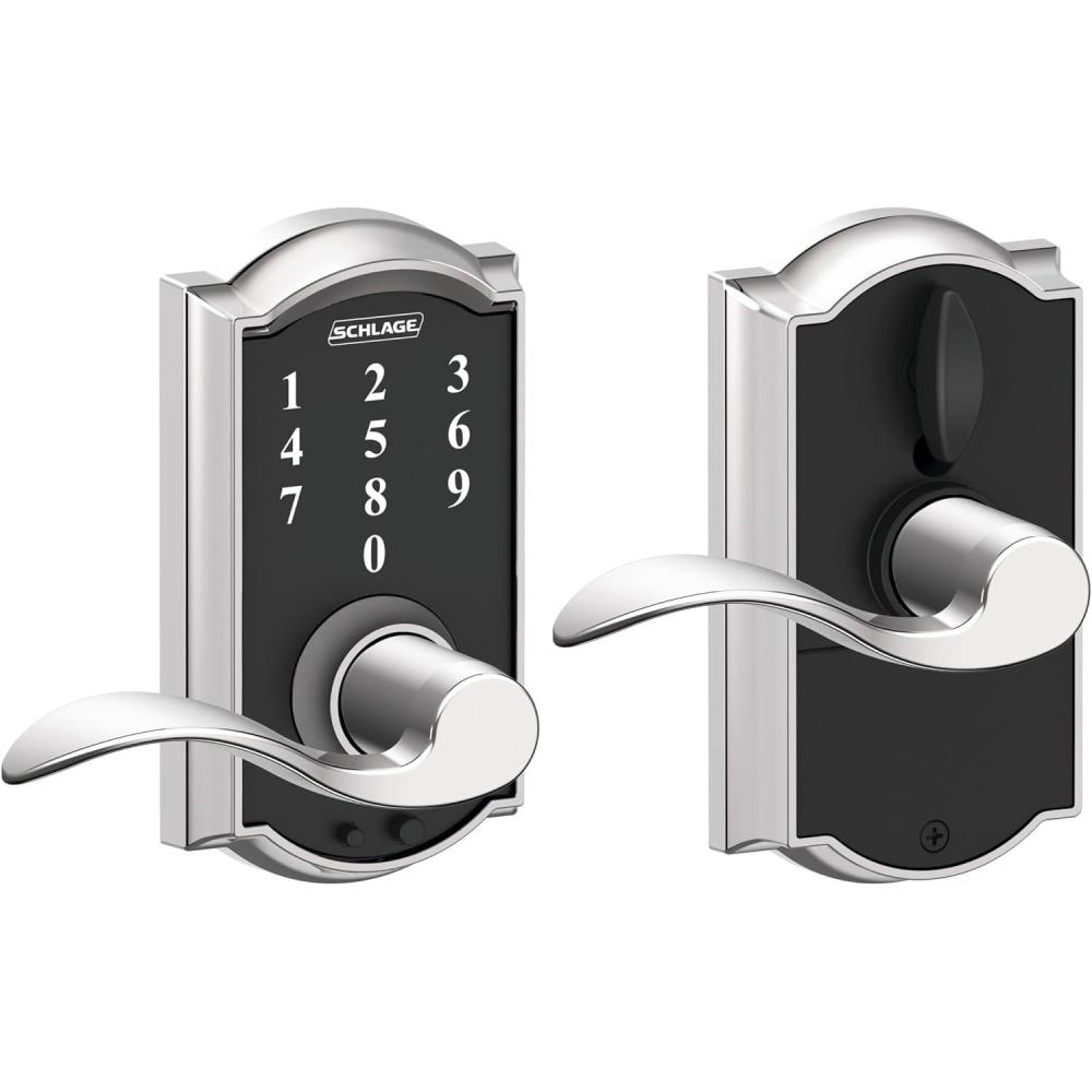 image:imageSCHLAGE Touch Camelot Lock with Accent Lever Bright Chrome FE695 CAM 625 ACCPack of 1