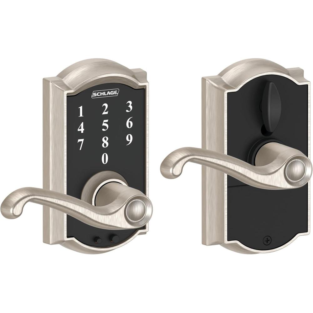 image:imageSCHLAGE Touch Camelot Lock with Flair Lever Satin Nickel FE695 CAM 619 FLAPack of 1