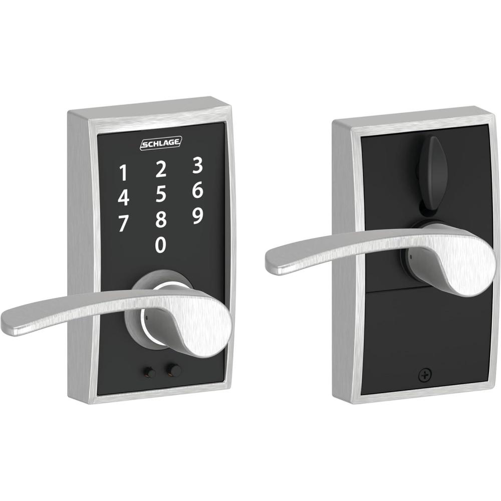 image:imageSCHLAGE Touch Century Lock with Merano Lever Satin Chrome FE695 CEN 626 MER