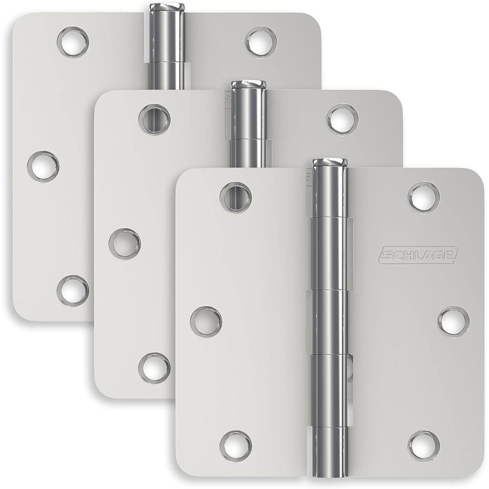 image:imageSchlage 35 Door Hinge with Square Corner in Satin Brass 3PackBright Chrome