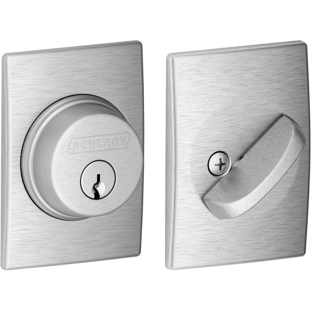 image:imageSchlage B60 N CEN 622 Deadbolt with Century Trim Keyed 1 Side Highest Residential Security Matte BlackSatin Chrome