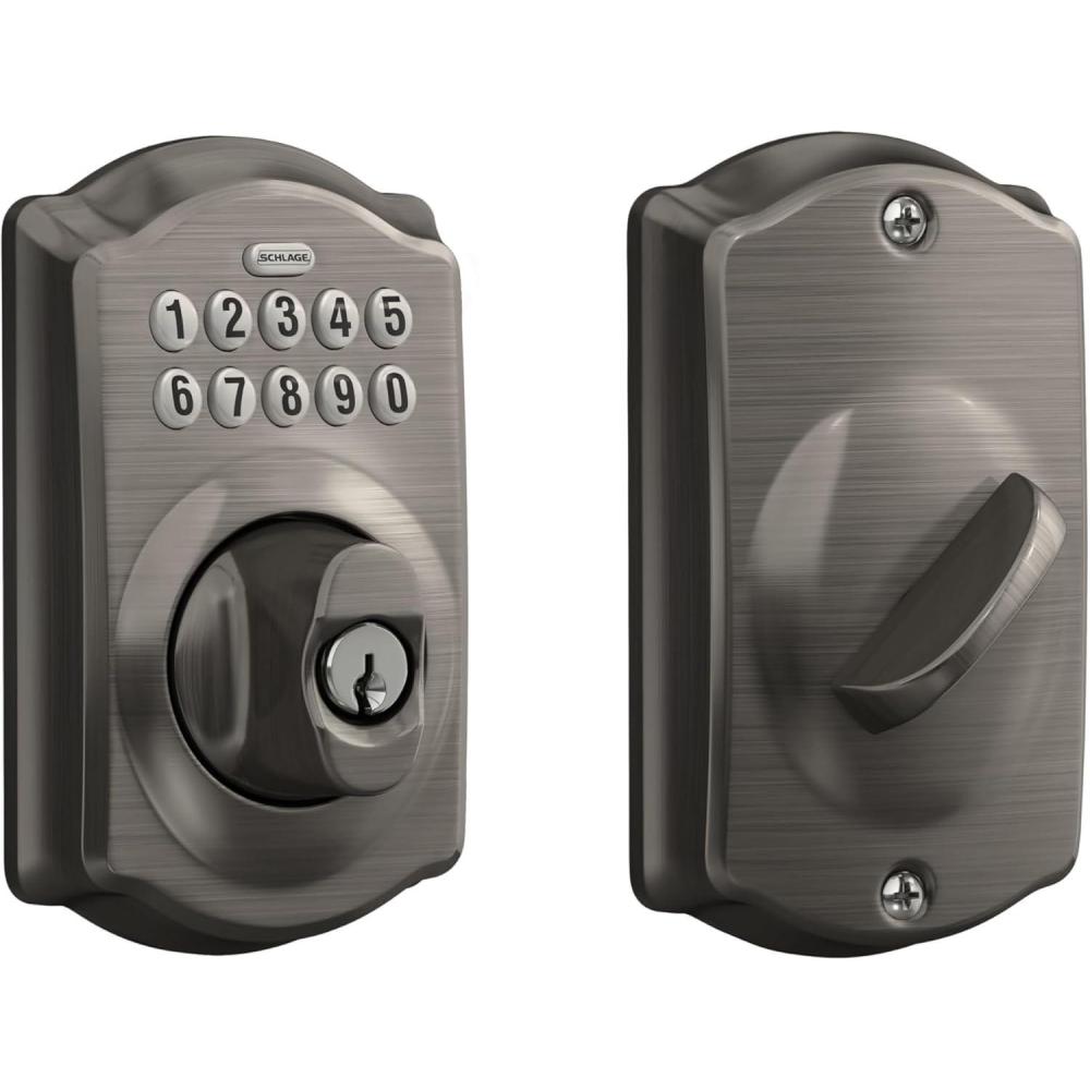 image:imageSchlage BE365 CAM 620 Camelot Keypad Deadbolt Electronic Keyless Entry Lock Antique Pewter