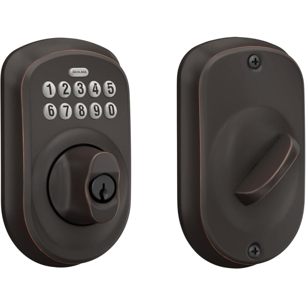 image:imageSchlage BE365 V CAM 619 Camelot Keypad Deadbolt Electronic Keyless Entry Lock Satin NickelAged Bronze