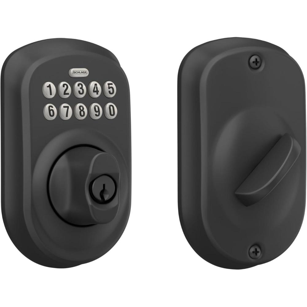 image:imageSchlage BE365 V CAM 619 Camelot Keypad Deadbolt Electronic Keyless Entry Lock Satin NickelMatte Black