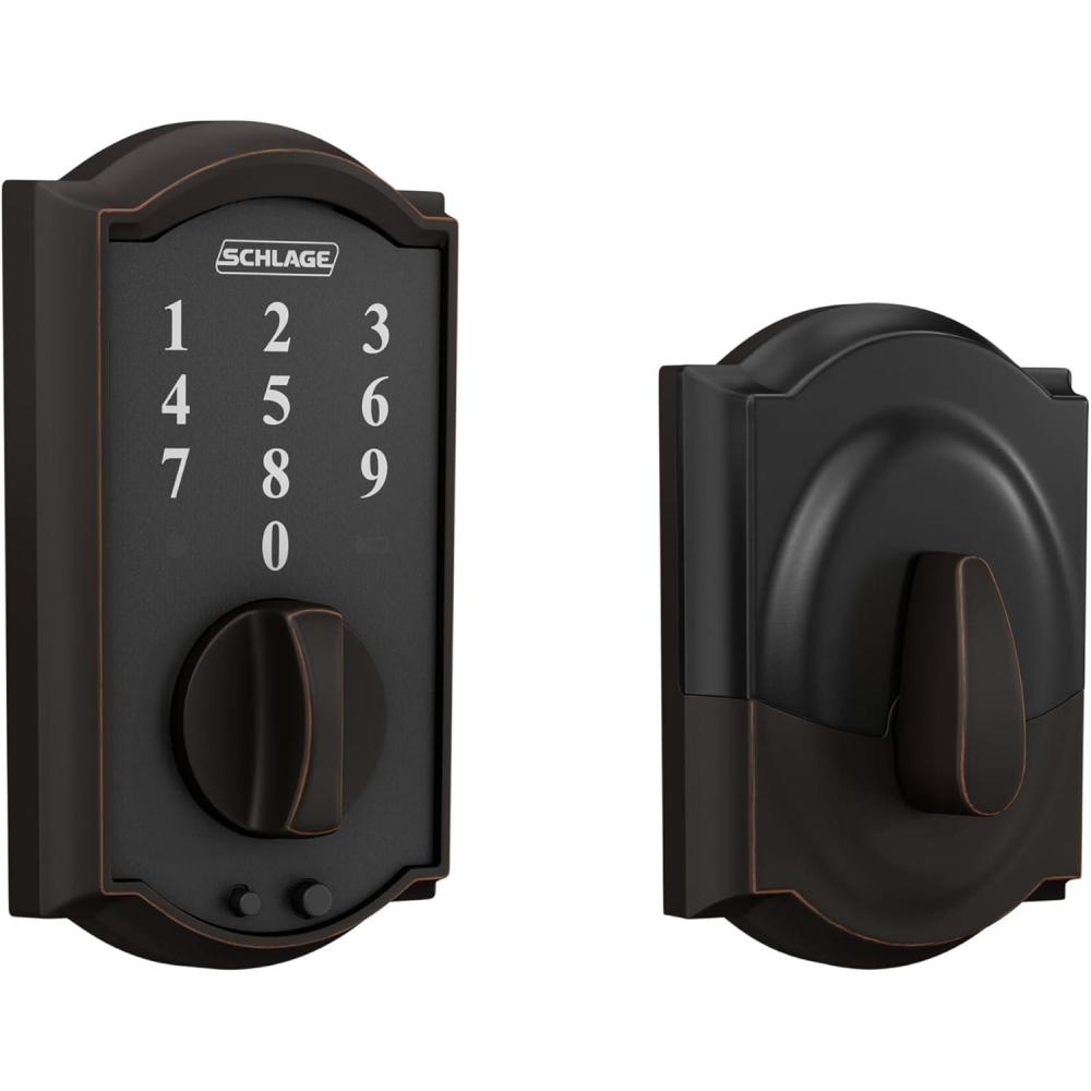 image:imageSchlage BE375 CAM 619 Touch Camelot Deadbolt Electronic Keyless Entry Lock Satin NickelAged Bronze