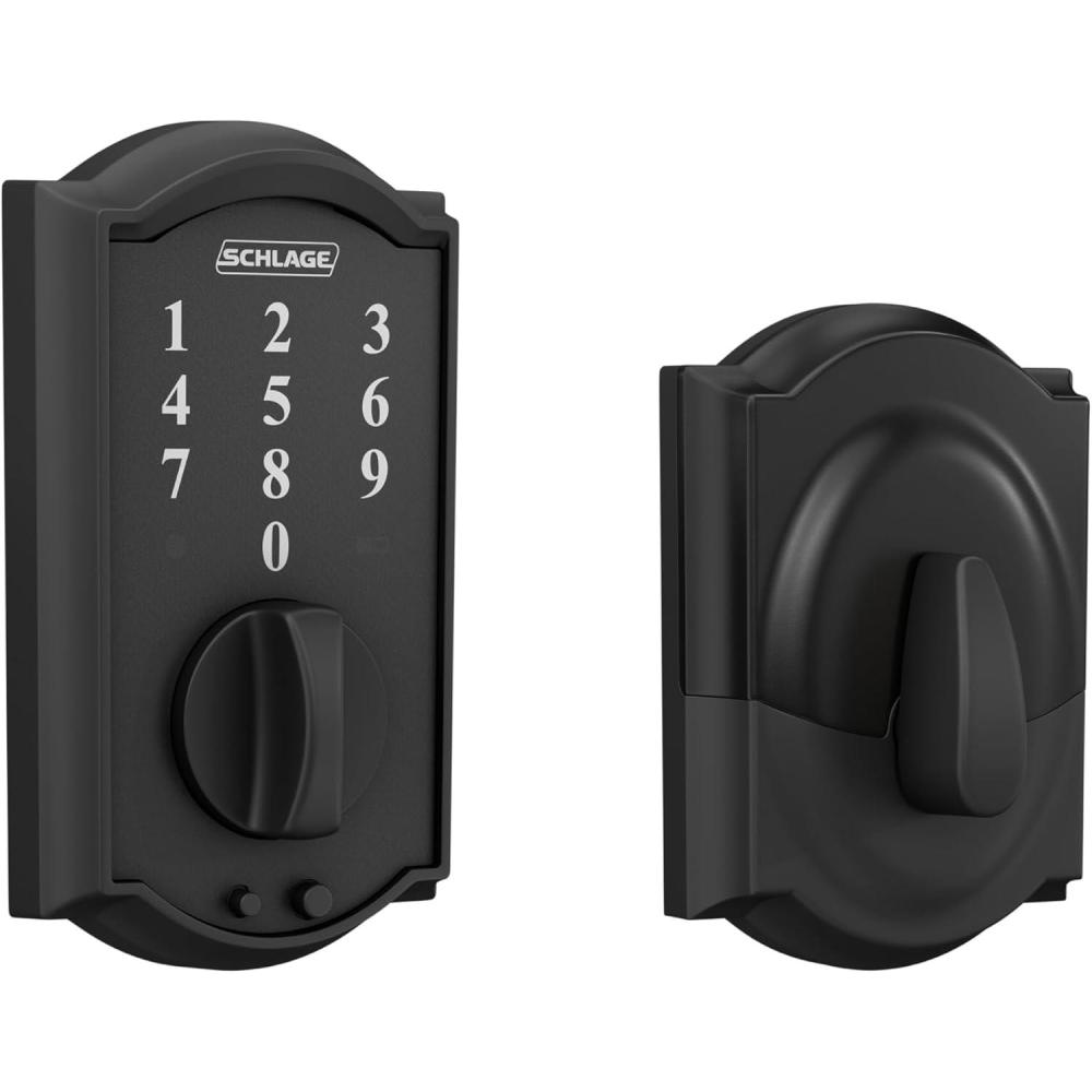 image:imageSchlage BE375 CAM 619 Touch Camelot Deadbolt Electronic Keyless Entry Lock Satin NickelMatte Black