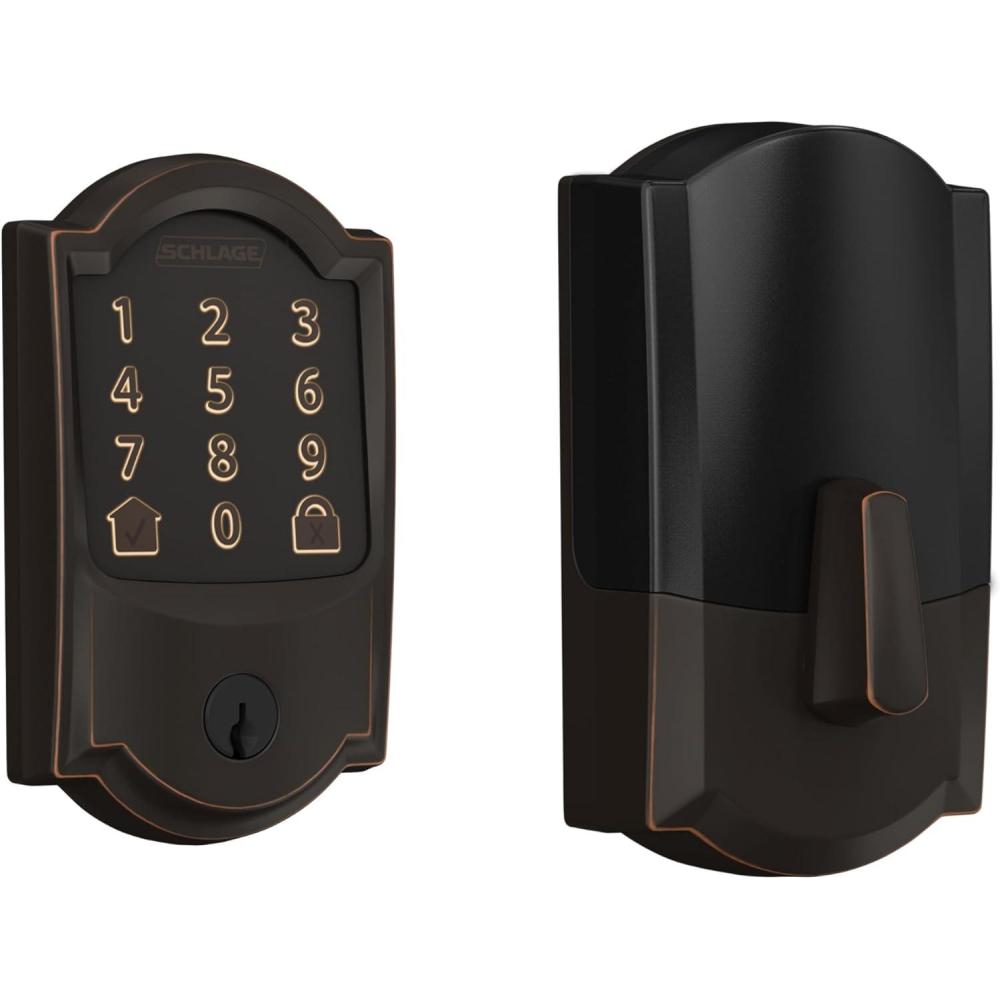 image:imageSchlage Encode Smart WiFi Deadbolt Lock for Front Door Keyless Entry with App or Touchscreen Works with Alexa Hey Google amp Airbnb Create Codes for Guests Satin NickelAged Bronze