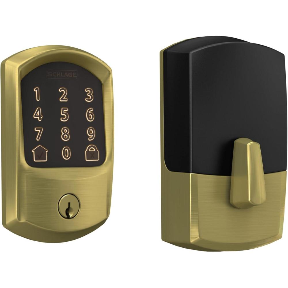 image:imageSchlage Encode Smart WiFi Deadbolt Lock for Front Door  Keyless Entry with App or Touchscreen  Works with Alexa Hey Google amp Airbnb  Create Codes for Guests  Satin NickelSatin Brass