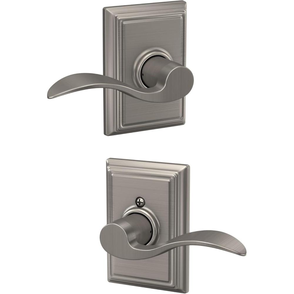 image:imageSchlage F10 ACC 619 ADD Accent Door Lever with Addison Trim Hall amp Closet Passage Lock Satin NickelPassage