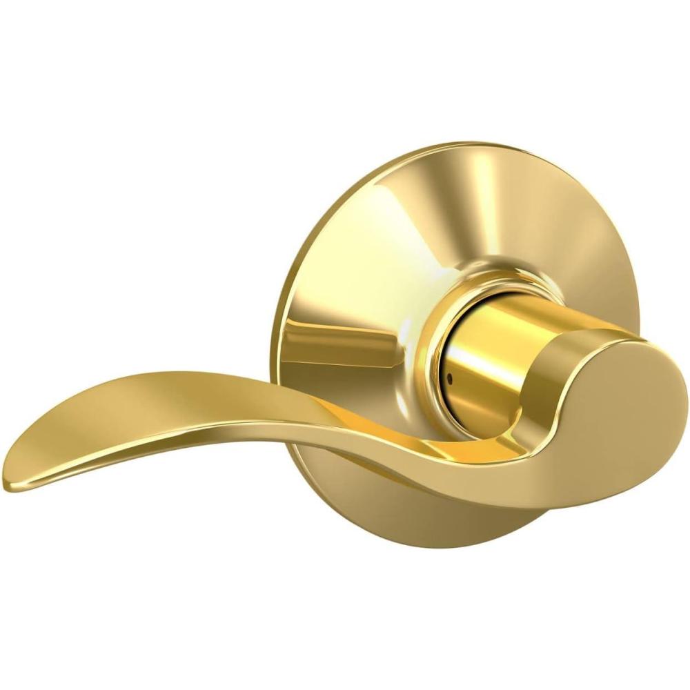 image:imageSchlage F10 V ACC 605 Accent Door Lever Hall amp Closet Passage Lock Bright BrassBright Brass
