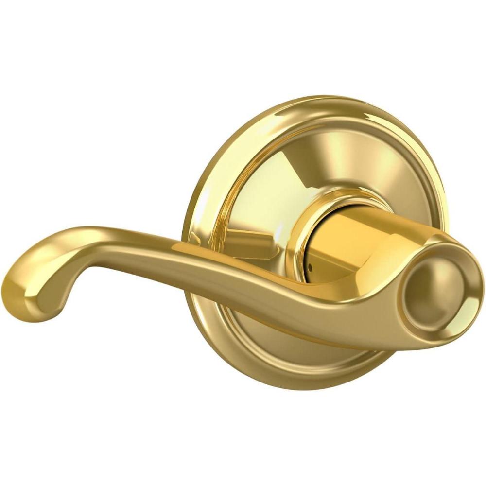 image:imageSchlage F10 V FLA 605 Flair Door Lever Hall amp Closet Passage Lock Bright BrassBright Brass