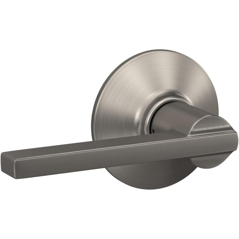 image:imageSchlage F10 V LAT 619 Latitude Door Lever Hall amp Closet Passage Lock Satin NickelNickel