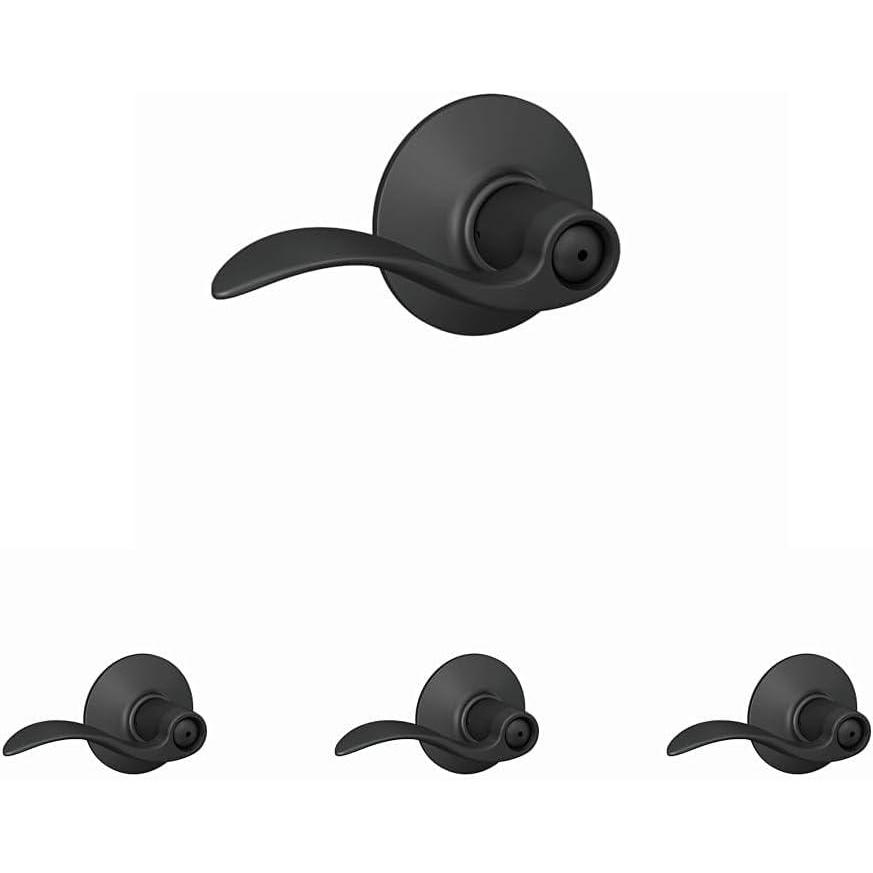 image:imageSchlage F40 ACC 622 Accent Door Lever Bed amp Bath Privacy Lock Matte BlackMatte Black