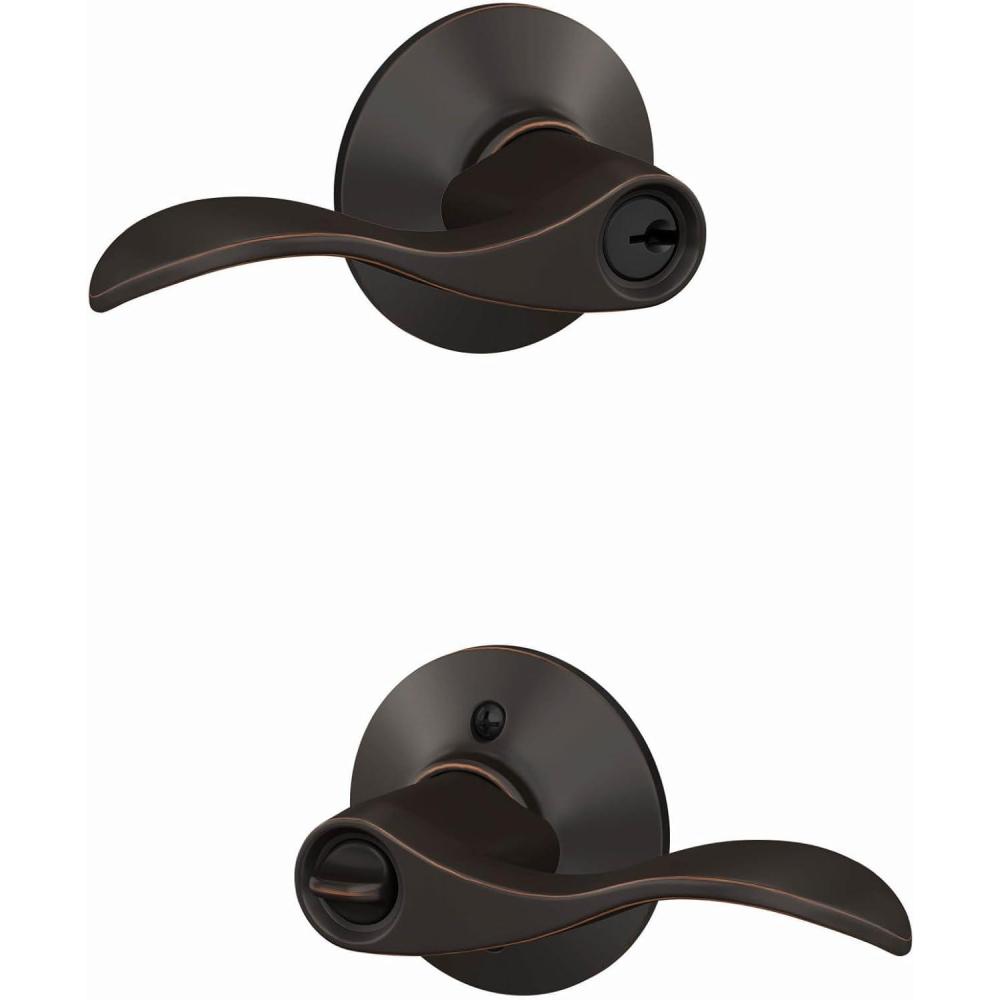 image:imageSchlage F51A ACC 716 Accent Door Lever Keyed Entry Lock Aged BronzeKeyed Entry