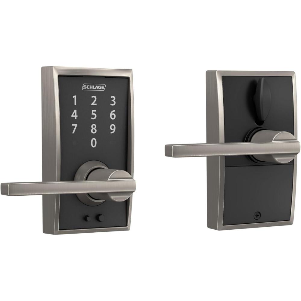 image:imageSchlage FE695 CEN 619 LAT Touch Century Lock with Latitude Lever Electronic Keyless Entry Lock Satin NickelSatin Nickel