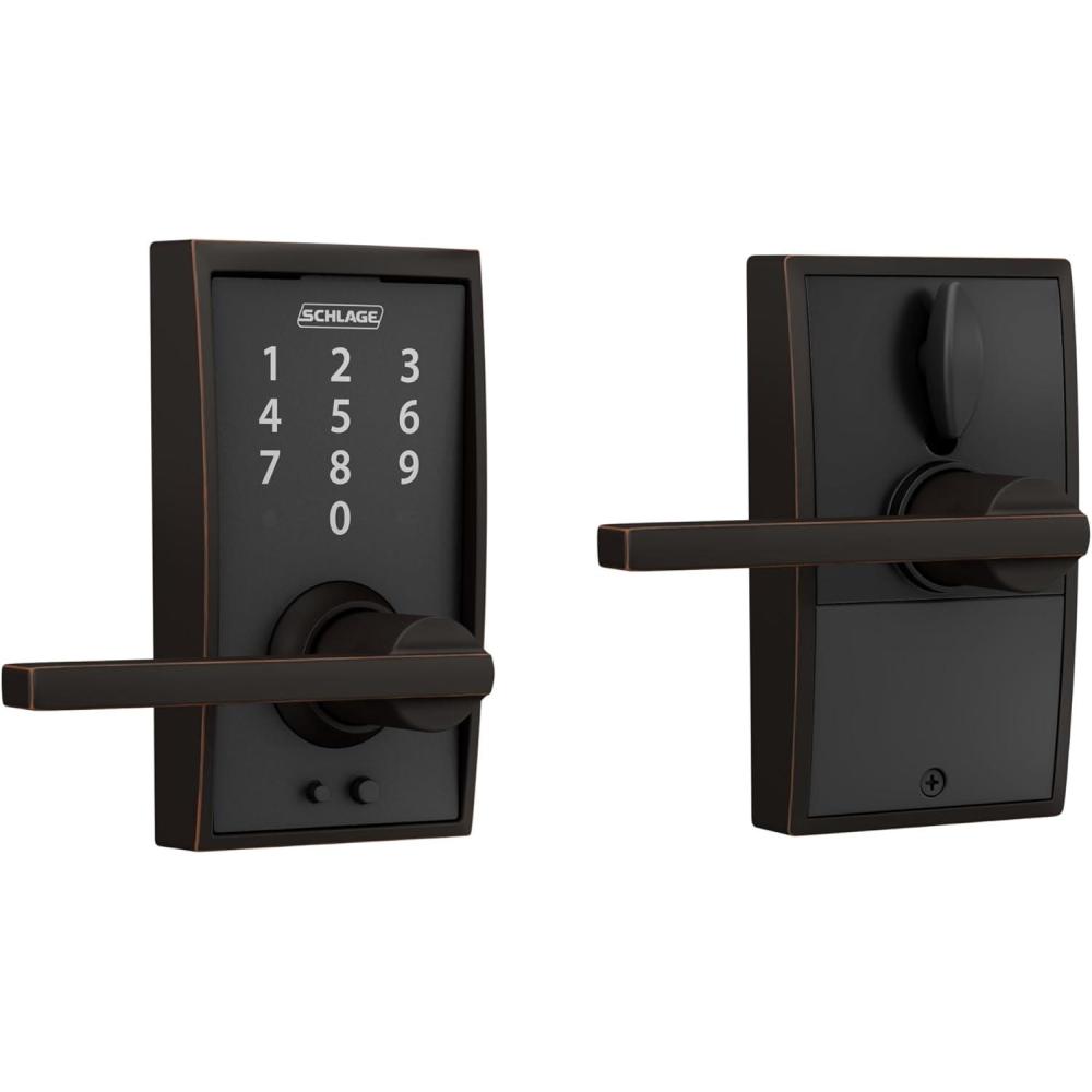 image:imageSchlage FE695 CEN 716 LAT Touch Century Lock with Latitude Lever Electronic Keyless Entry Lock Aged BronzeAged Bronze