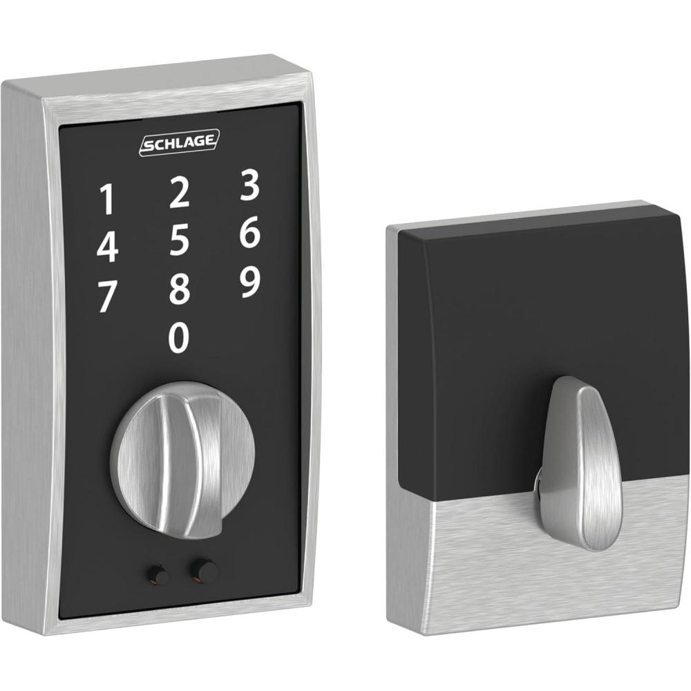 image:imageSchlage Touch Century Keypad Deadbolt Electronic Keyless Entry Lock Satin Chrome BE375 CEN 626Pack of 1