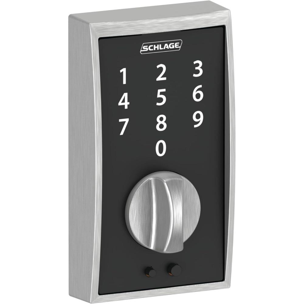 image:imageSchlage Touch Century Keypad Deadbolt Electronic Keyless Entry Lock Satin Chrome BE375 CEN 626Pack of 6