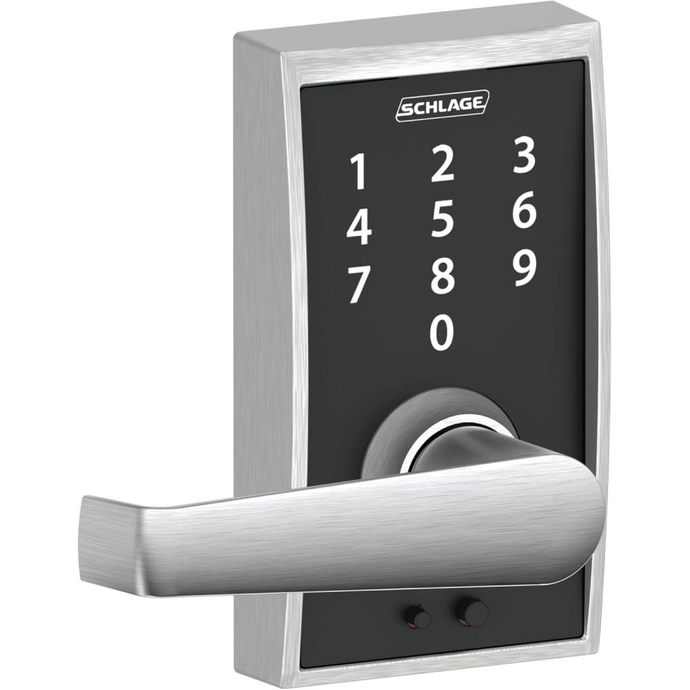 image:imageSchlage Touch Century Lock with Elan Lever Satin Chrome FE695 CEN 626 ELA