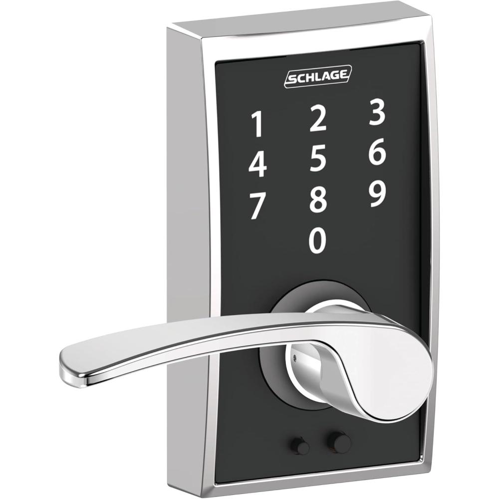 image:imageSchlage Touch Century Lock with Merano Lever Bright Chrome FE695 CEN 625 MERBright Chrome