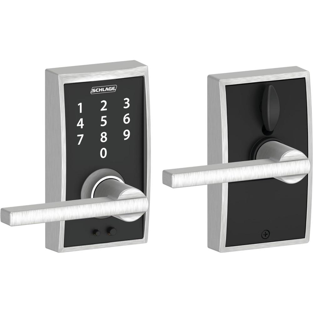 image:imageSchlage Touch Century Lock with Merano Lever Bright Chrome FE695 CEN 625 MERSatin Chrome
