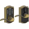 image:imageSCHLAGE Touch Camelot Lock with Accent Lever Antique Brass FE695 CAM 609 ACC
