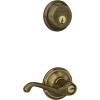 image:imageSchlage FB50 V FLA 609 Single Cylinder Deadbolt and Keyed Entry Flair Lever Antique Brass