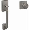 image:imageSchlage FE285 CEN 622 LAT Century Front Entry Handleset with Latitude Lever Lower Half Grip Matte BlackSatin Nickel