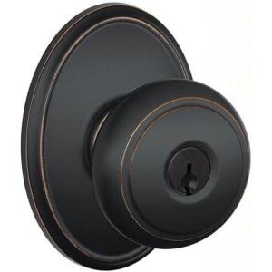 SCHLAGE Andover Passage Knob, Andover Rose, Satin Nickel, 2.8 x 2.8 x 2.4 inches – FA10AND619/F10AND619AND(Aged Bronze)