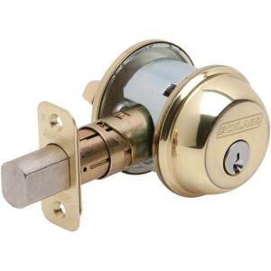 SCHLAGE B62N622 Deadbolt, Keyed 2 Sides, Matte Black(Bright Brass)