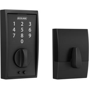 SCHLAGE BE375 CEN 622 Touch Keyless Touchscreen Electronic Deadbolt Lock, Matte Black