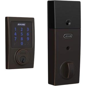 SCHLAGE BE469ZP CAM 619 Connect Smart Deadbolt with alarm with Camelot Trim in Satin Nickel, Z-Wave Plus enabled(Aged Bronze)