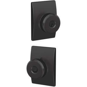SCHLAGE F51A BWE 622 CEN Bowery Knob with Century Trim Keyed Entry Lock, Matte Black