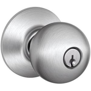 SCHLAGE F51A ORB 626 Orbit Knob Keyed Entry Lock, Satin Chrome