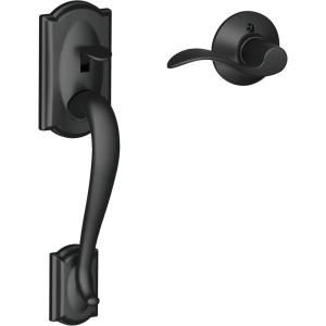 SCHLAGE FE285 CAM 622 Acc RH Camelot Trim Lower Half Front Entry Handleset with Accent Right Hand Lever, Matte Black