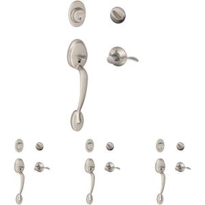 SCHLAGE Plymouth Single Cylinder Handleset and Left Hand Accent Lever, Satin Nickel (F60 PLY 619 Acc LH)(Satin Nickel)